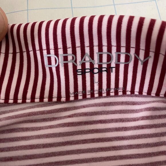 Men’s Large Polo Shirt B Draddy Sport Red Pin Striped Short Sleeve Athletic - Picture 9 of 9